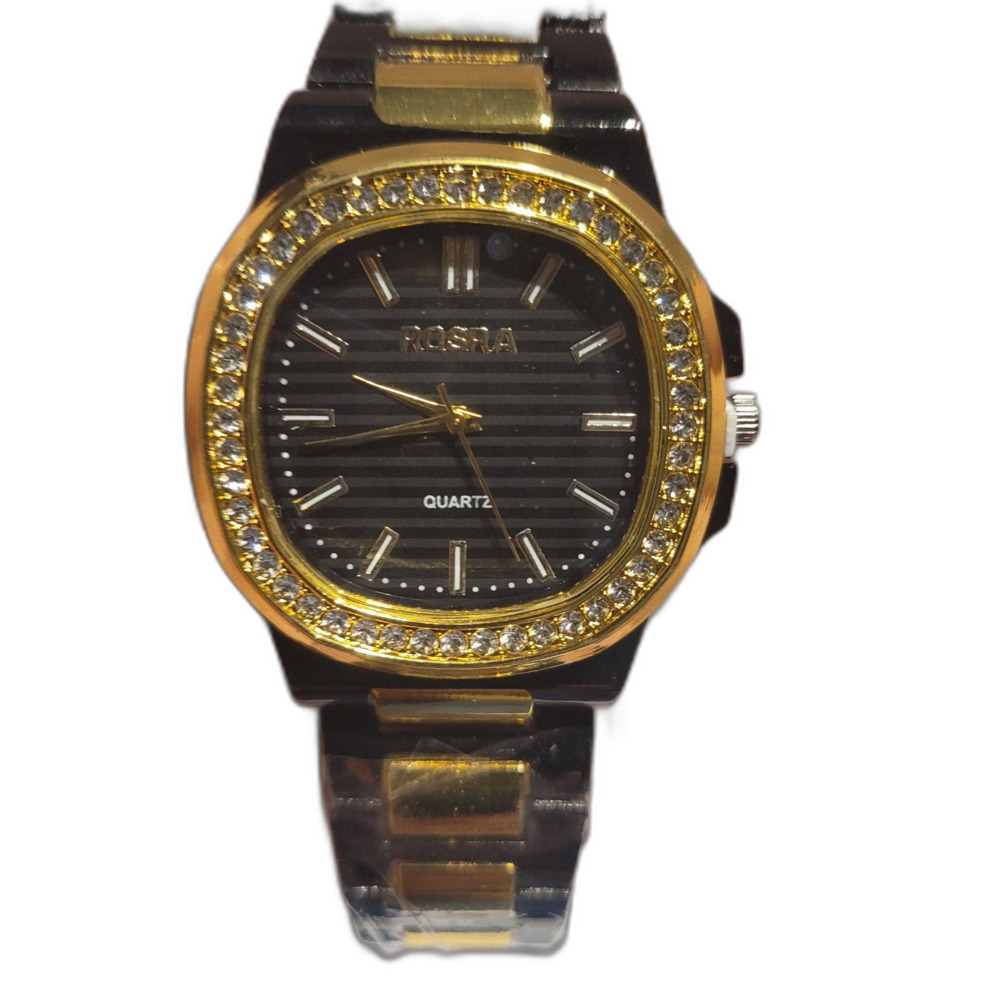 Mens Casual Black and Gold Watch